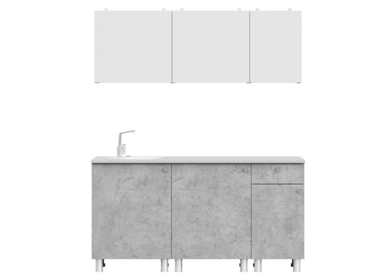 Кухня «КГ 1» 1.6 м Цемент Светлый / Белый SV-Мебель