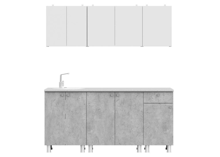 Кухня «КГ 1» 1.8 м Цемент Светлый / Белый SV-Мебель