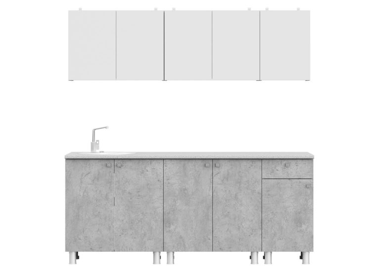 Кухня «КГ 1» 2 м Цемент Светлый / Белый SV-Мебель